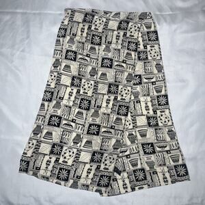 Casca 100% Silk Scarf Geometric Pottery 58”x13.5” Black Ivory Southwest Art